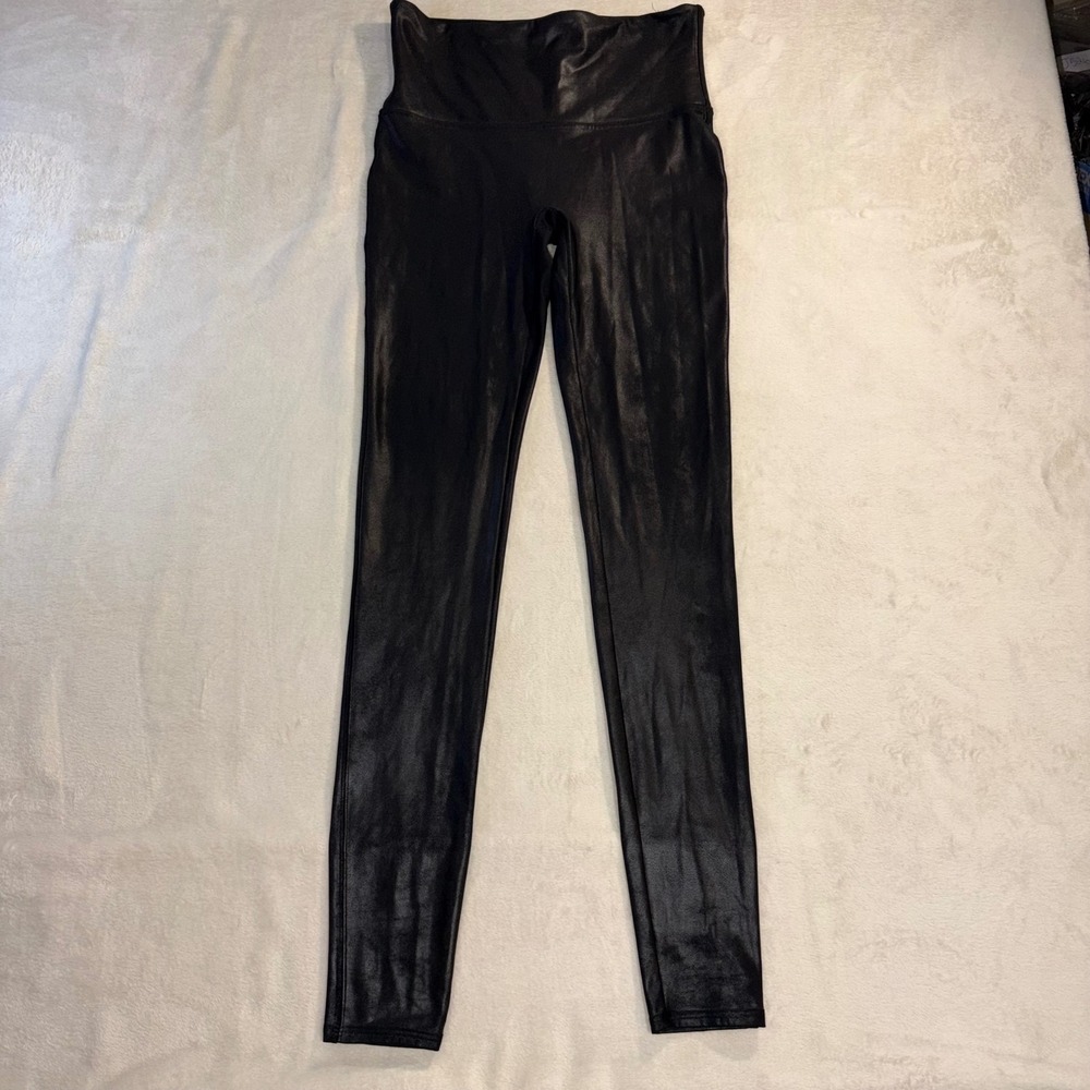 Spanx Faux Leather Leggings Black High Waisted Shaper Leggings 20191R